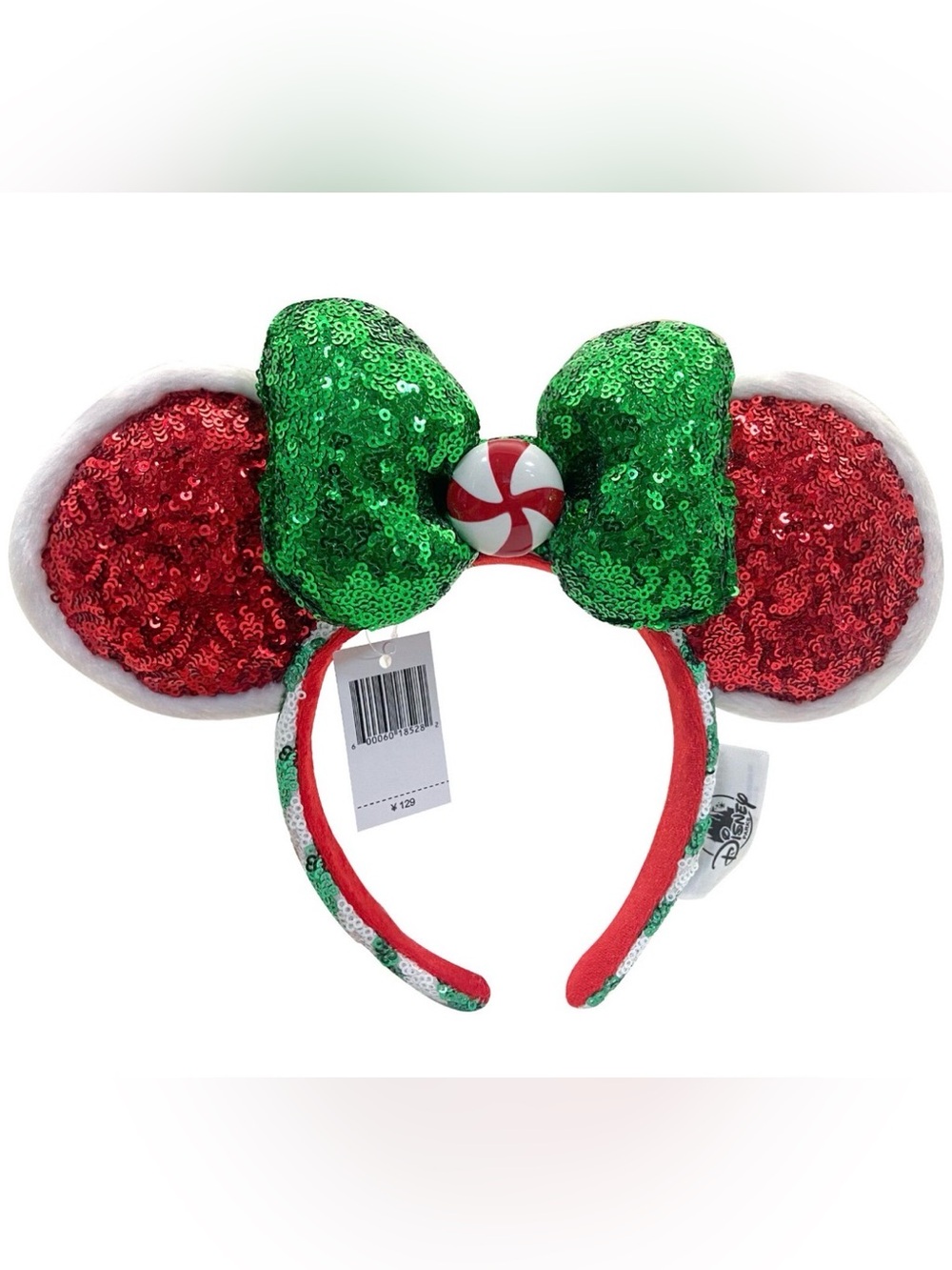 Vtg New Walt Disney Sequined Mickey Minnie Ears Christmas